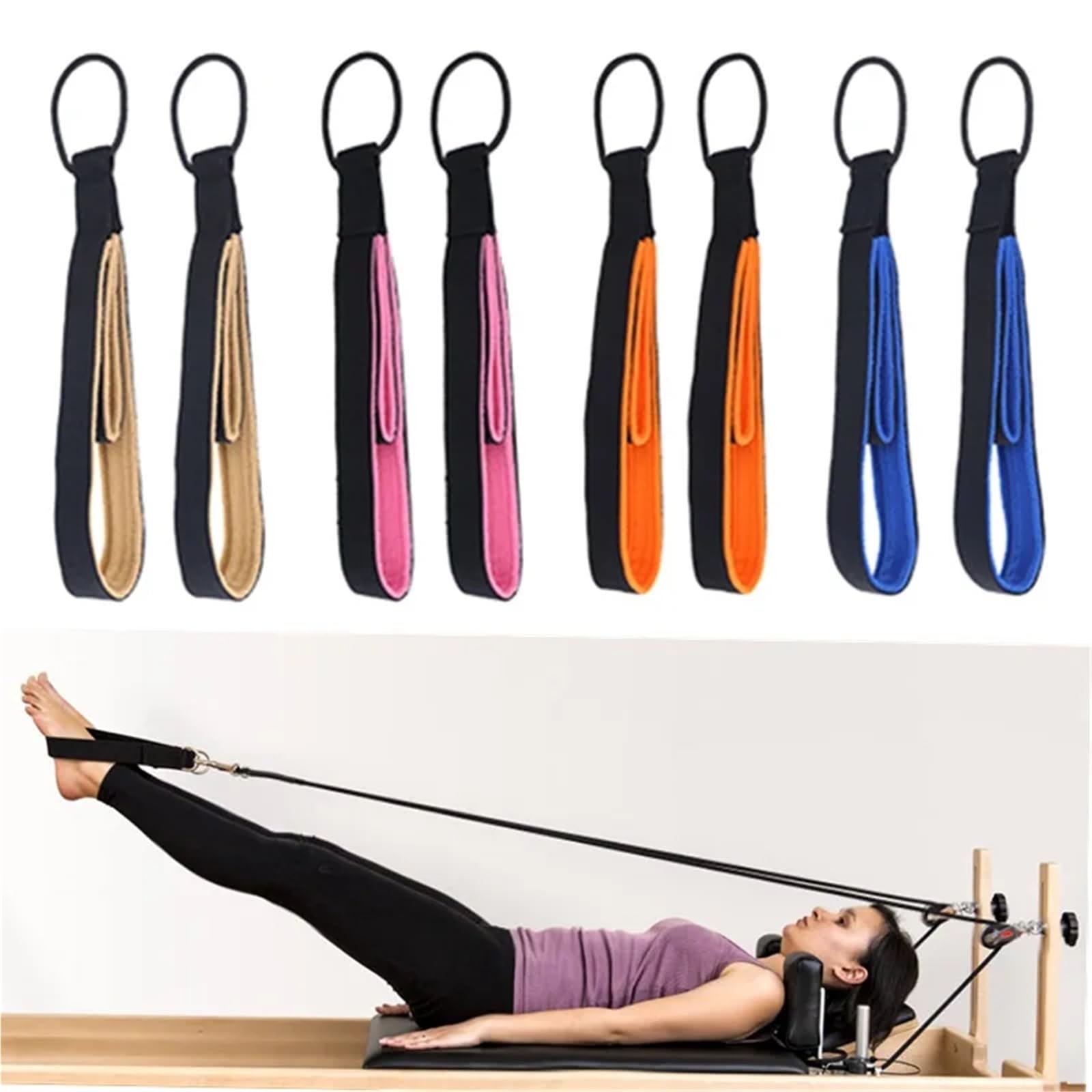 łóżko do jogi Pilates podwójne pętlowe paski do Pilates Fitness Pasps do domu na siłowni akcesoria siłowni sprzęt do jogi(Pink)