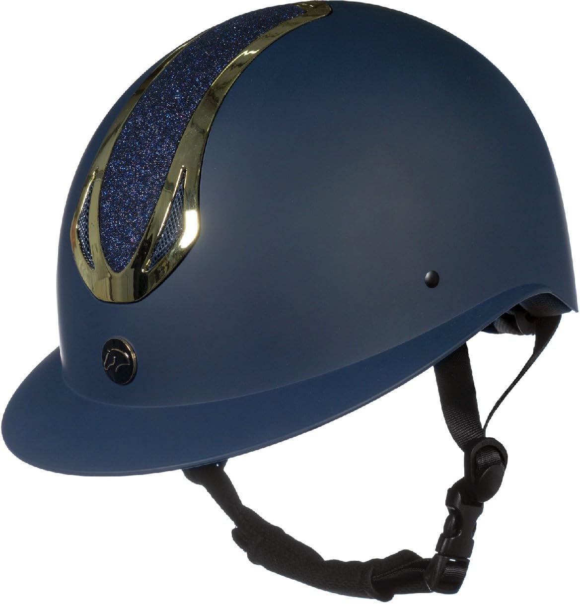Image secondaire de Casque d'équitation HKM Illusion pour Femmes - Bleu Foncé/Doré, 49-51 cm