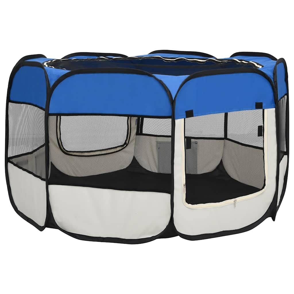 Parque plegable para cachorros de poliéster y acero, 110 x 110 x 58 cm, con bolsa de transporte, perrera plegable para entrenamiento, protección, seguridad, parque infantil y espacio para