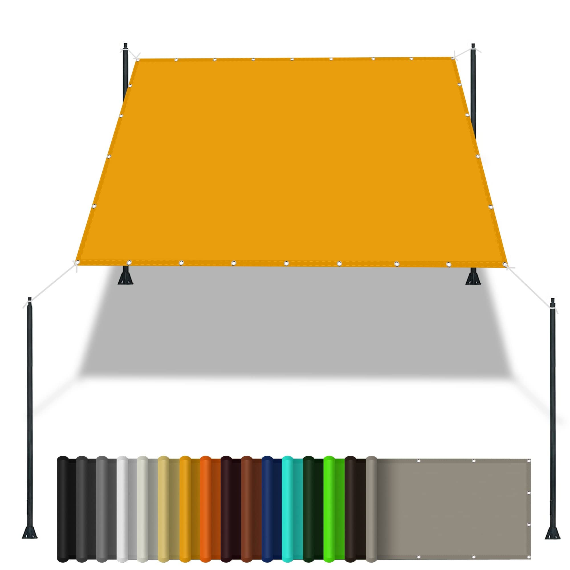 Waterproof Sun Shade Sail 3.5x10m Square Free Rope Included Ideal for Outdoor Patio Garden Lawn Pergola Decking Gold Color