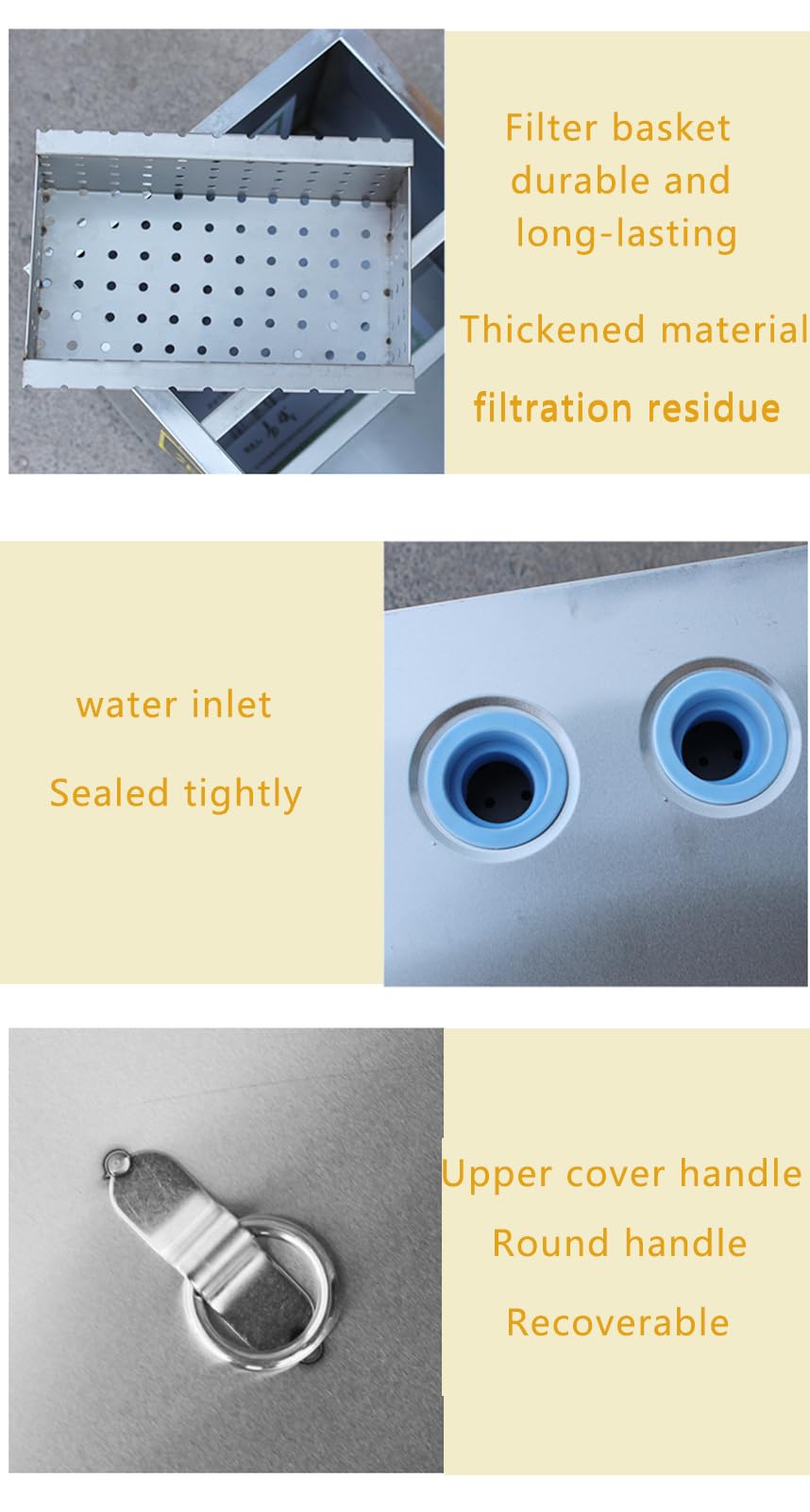 Trampa De Grasa,Trampa De Grasa Comercial Interceptor Inoxidable,Separadores Aceite-Agua,Filtro De Grasa Residual,Acero Inoxidable,Filtro De Grasa Para Residuos De Hostelería,1holes,60*40*30cm
