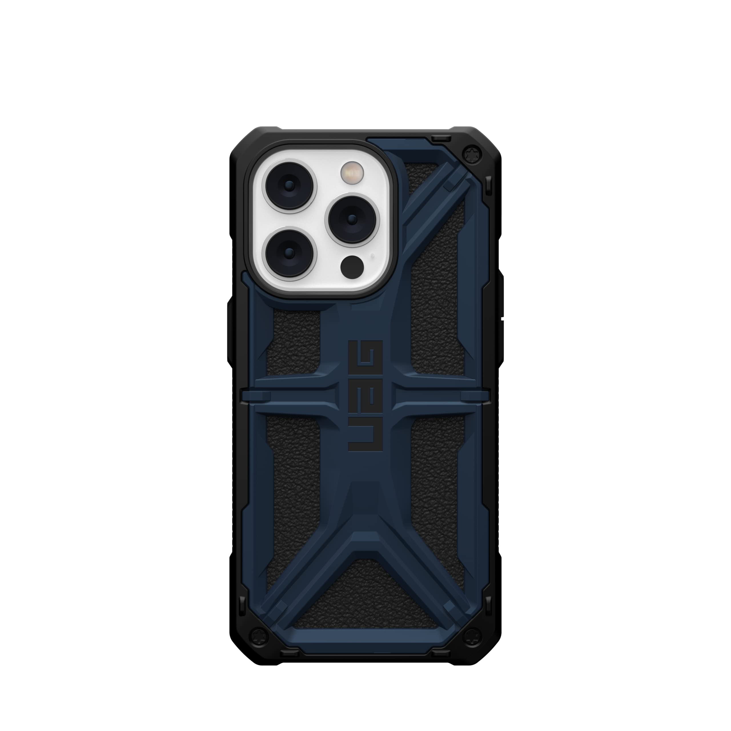 Urban Armor Gear UAG Monarch Schutzhülle kompatibel mit Apple iPhone 14 Pro [Wireless Charging kompatibel, 5-Schichten Schutz nach Militärstandard, Erhöhter Rand] schwarz/blau