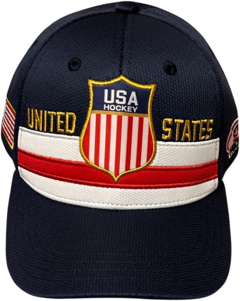 US Hockey Shield Logo Stripe Hat Cap | Premium Quality, Comfort & Style | Cotton | Fan Gear Limited Edition | Officially Licensed Apparel Blue