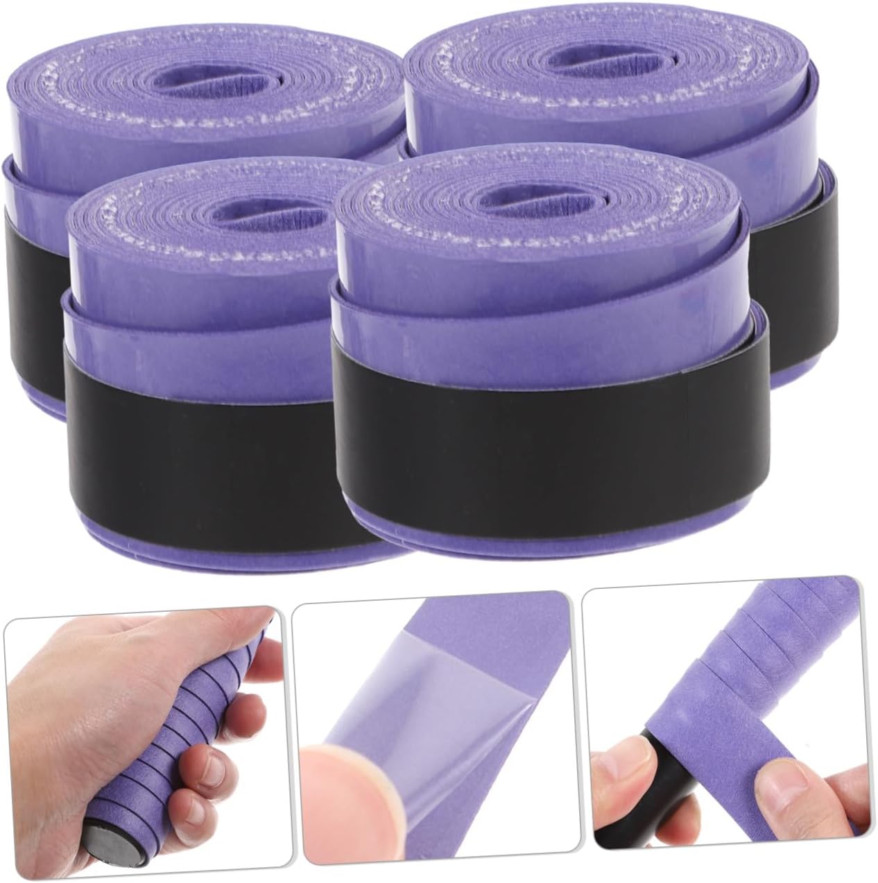 SUPVOX 60pcs Elastic Racket Grip Tapes Overgrips for Tennis Badminton Non-Slip Moisture Absorbent Replacement for Racket Grip