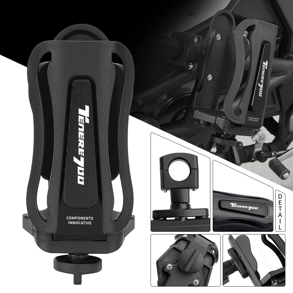 Porta Borracce per Moto - 360 Gradi di Rotazione Portabottiglie Regolabile Bottle Cup Holder per Yamaha Tenere 700,Nero
