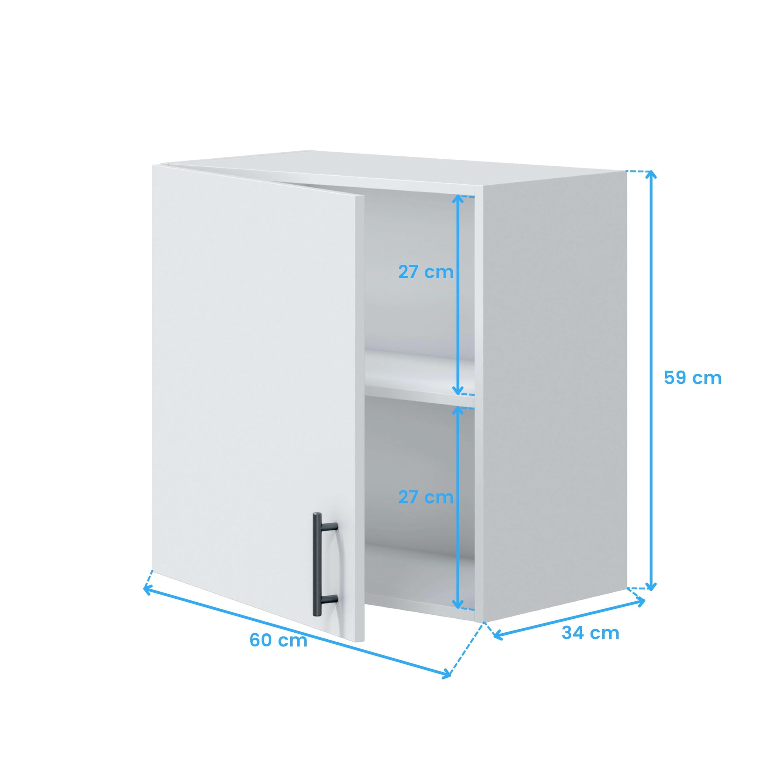 Bricohabitat Módulo de Cocina Alto de 60 cm para Colgar Mueble Alto Suspendido Kira Blanco Brillo 60x59x34 cm