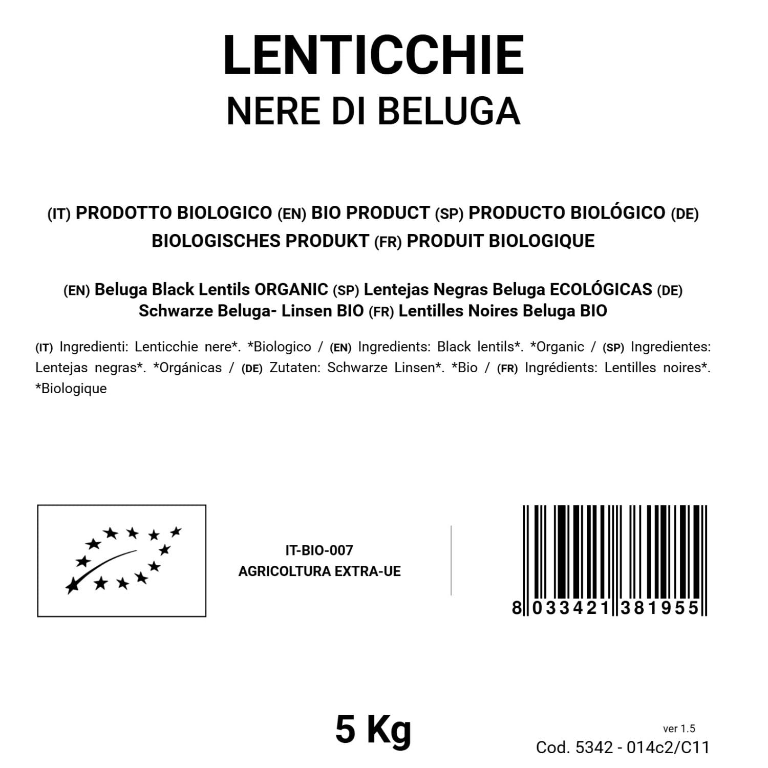BONGIOVANNI FARINE E BONTA' NATURALI Lenticchie Nere di Beluga BIO - 5 Kg