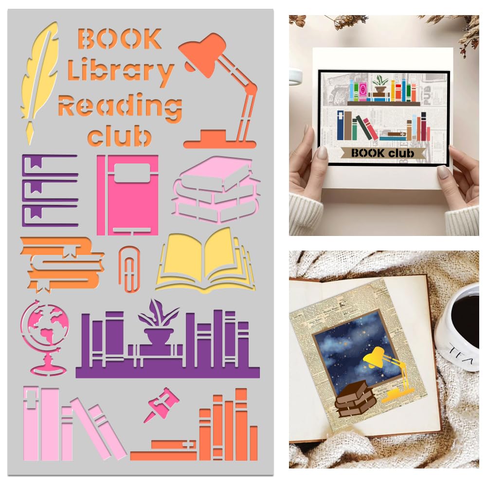 BEUNITONE Book Metal Stencils for Journaling, Crafts, Painting - Reusable Planner Stencils for Notebook, Cards, Scrapbook Art Projects - Personalized DIY Journal