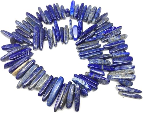 Miniatura 6 de Adabele - Cuentas sueltas de punta de diente de lapislázuli azul natural, 1 hebra, agujero perforado de 0.316 pulgadas a 0.998 pulgadas (7 a 0.906