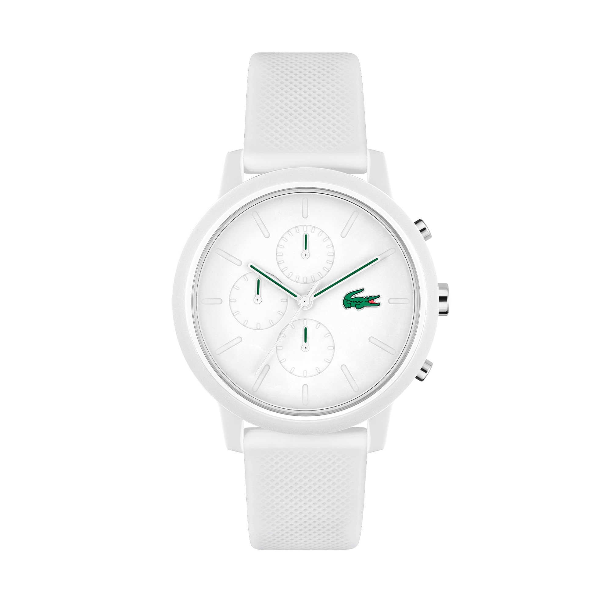 Lacoste Chronograph Quartz Watch for Men LACOSTE.12.12 Chrono Collection with White Silicone Bracelet - 2011246