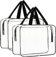 HAOGUAGUA 2-Pack Large Clear Waterproof Tote Bags - Makeup Cosmetic Organizer, Stadium Compliant Purse, Travel Essential