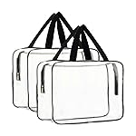 HAOGUAGUA 2-Piece Large Clear Makeup Cosmetic Organizer Bag, Plastic Tote Bags, Waterproof Transparent Handbag Purse