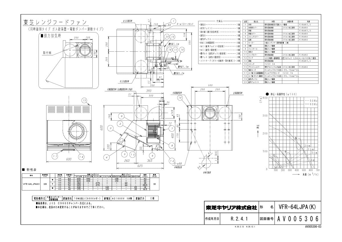Amazon | 東芝 換気扇 【VFR-64LJPA(K)】 レンジフードファン 深形 