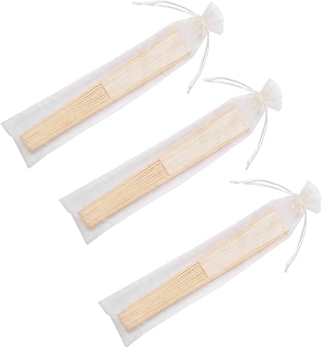 Miniatura 4 de 50 abanicos de mano de papel con bolsas de organza, abanicos plegables de mano de bambú para bricolaje, recuerdos decorativos de fiesta de boda