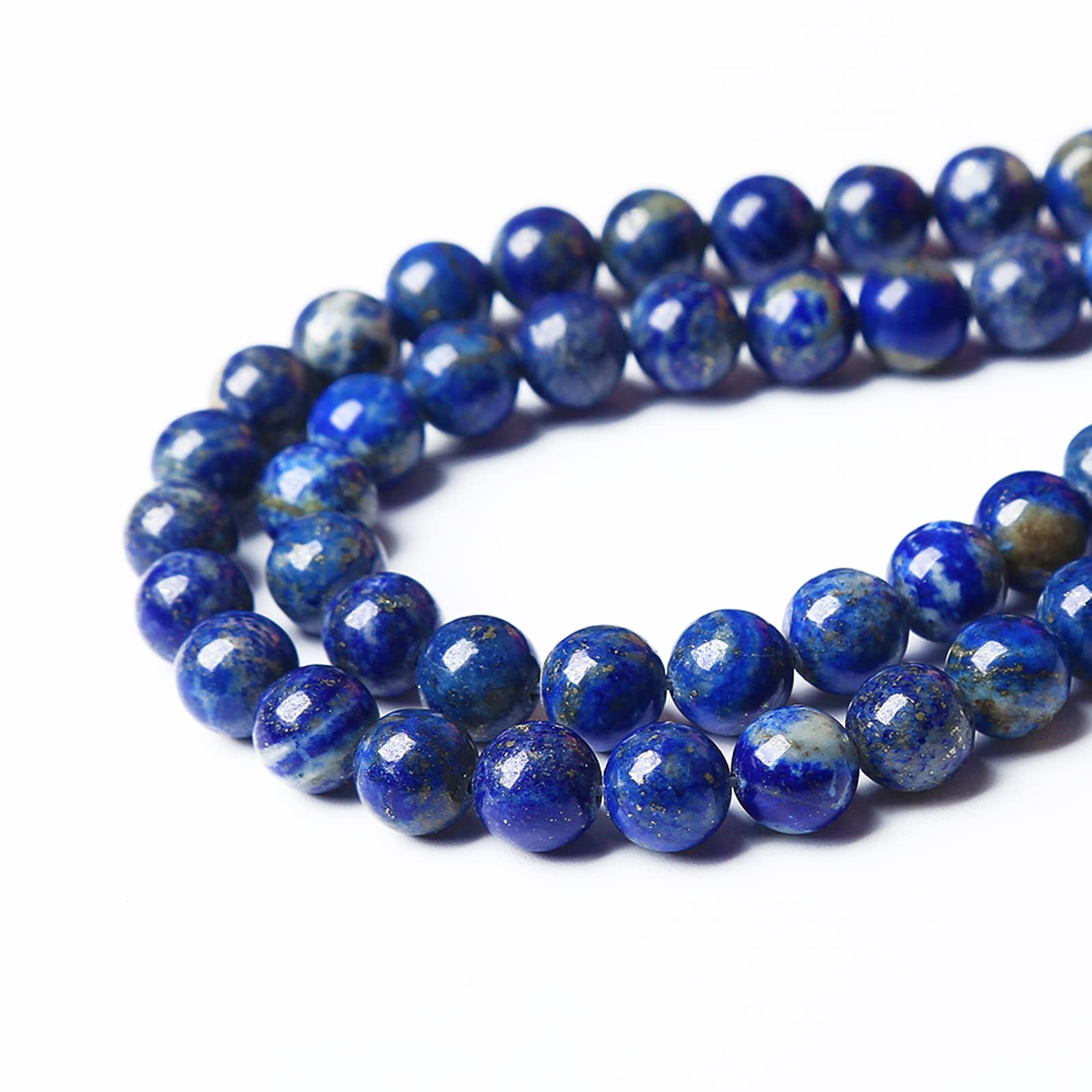 AAA+ - Cuentas de piedras preciosas naturales de lapislázuli de 10 mm, 37 cuentas redondas sueltas para hacer joyas, pulseras, collares, aretes