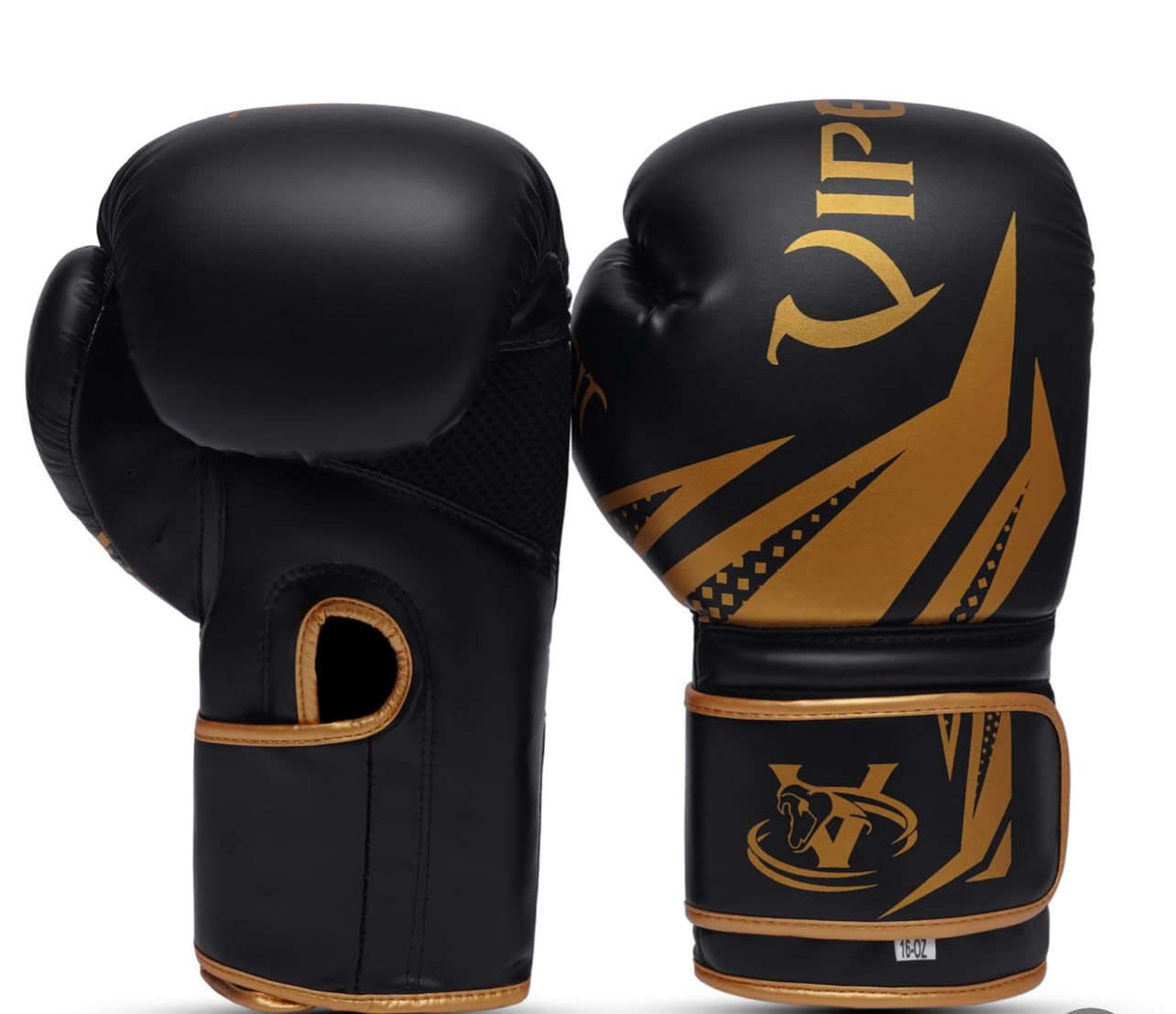 Viper Boxing Gloves Punching Mitts MMA Training Sparring Bag Gloves Training Kick (16oz) (BLACK/GOLD) — image 1