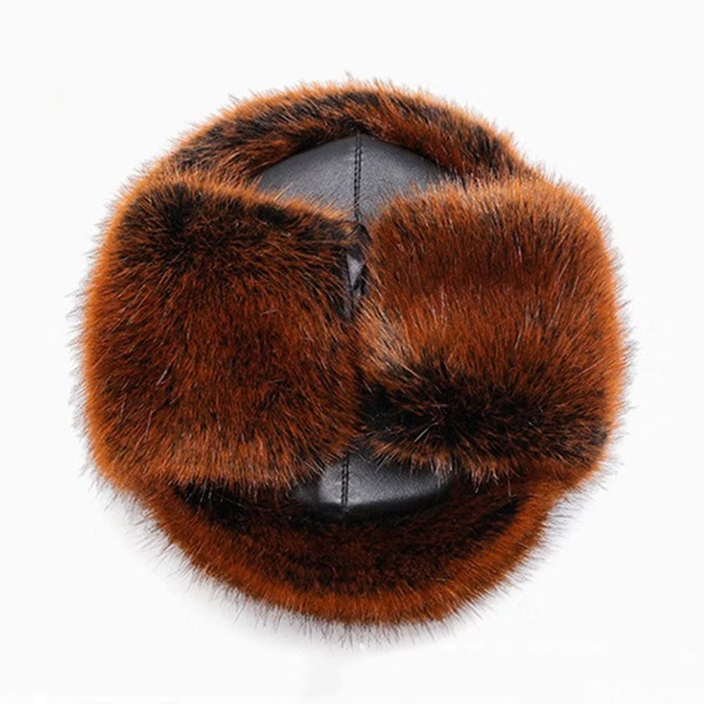 Cappello da Sci in Pelliccia Sintetica Russa da Uomo, Cappello Caldo Invernale con paraorecchie, Berretto per Donna, Cappello da Esterno, per la casa, CM,C-M