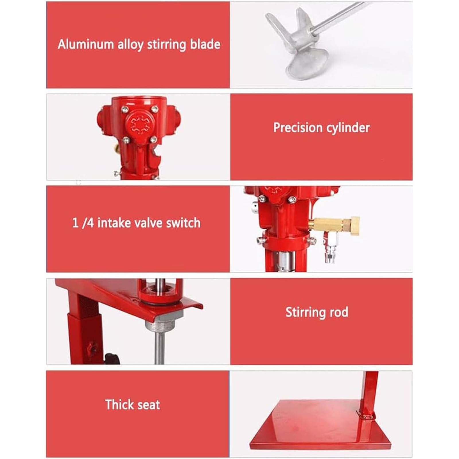 Soporte neumático para mezclador de pintura, herramienta de agitación de acero inoxidable de 5 galones para tinte de tinta líquida viscosa, máquina mezcladora