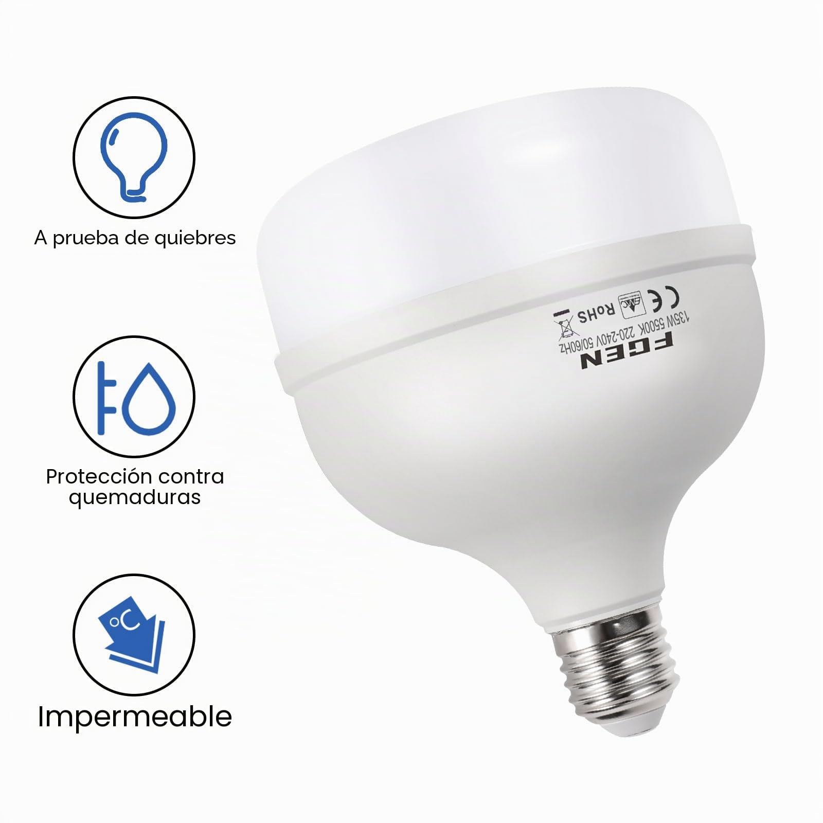 FGen Bombilla 2x135W 5500K E27 para Fotografía Estudio | Iluminación profesional para fotografía de producto, retratos, vídeos y uso con softbox.