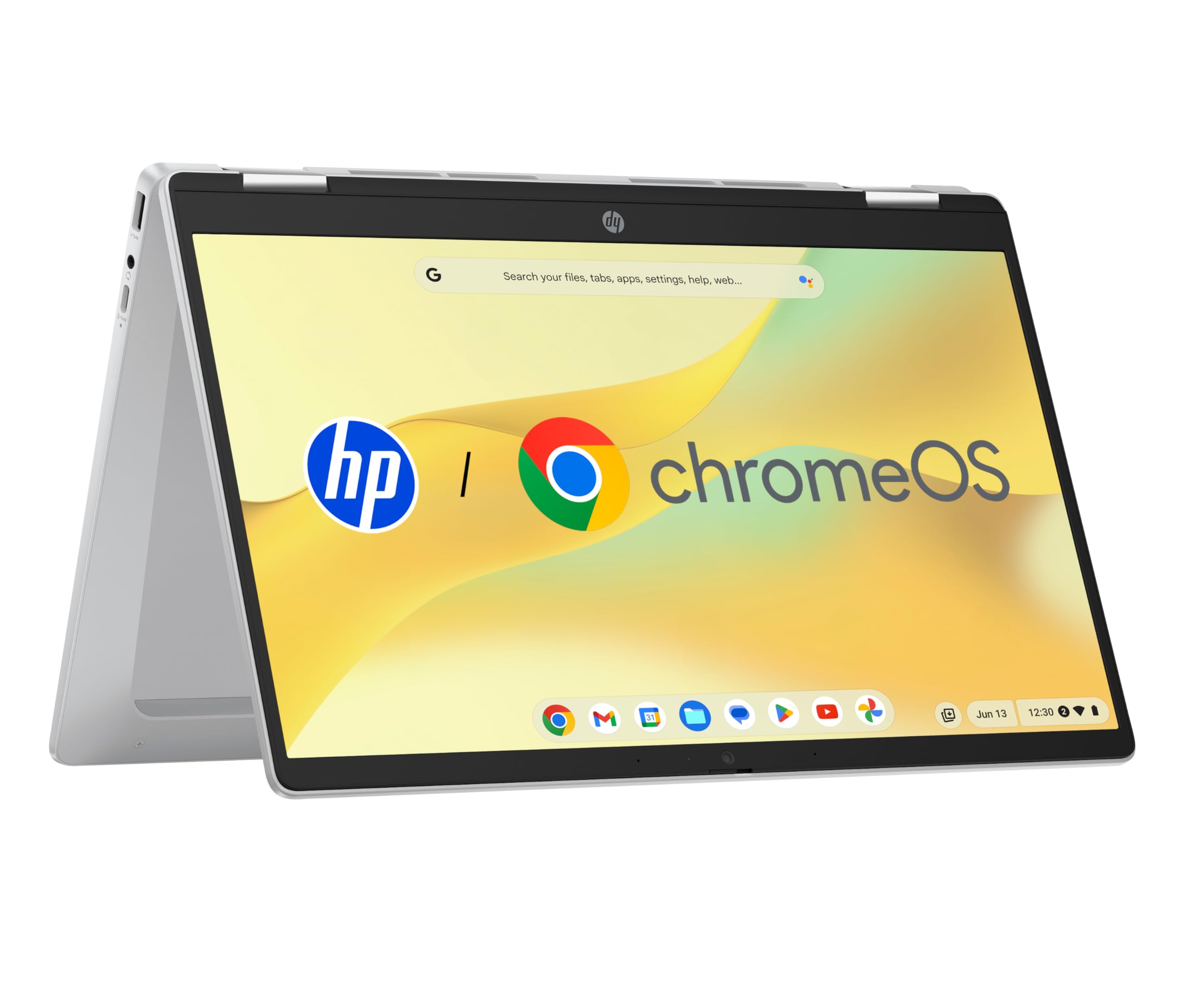 HP Chromebook x360 Laptop, 14" Touchscreen, Intel Prozessor N100, 4 GB DDR4 RAM,128GB eUFS, Intel UHD Graphics, ChromeOS Betriebssystem, QWERTZ, Gemini, Silber