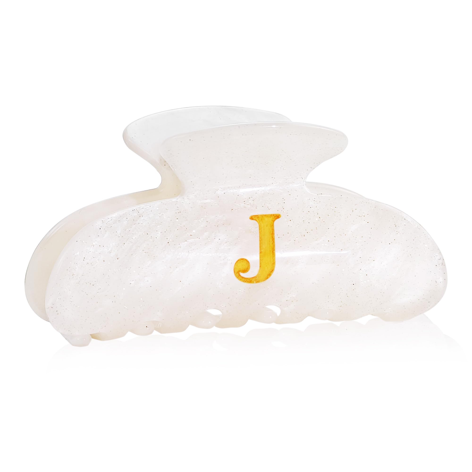 Fohufo Initial Cute Hair Clips - White Letter Elegant Hair Claw Clips, Fashion Glitter Claw Clips Durable Hair Clips, Wedding Gift, Bridesmaid Gifts,