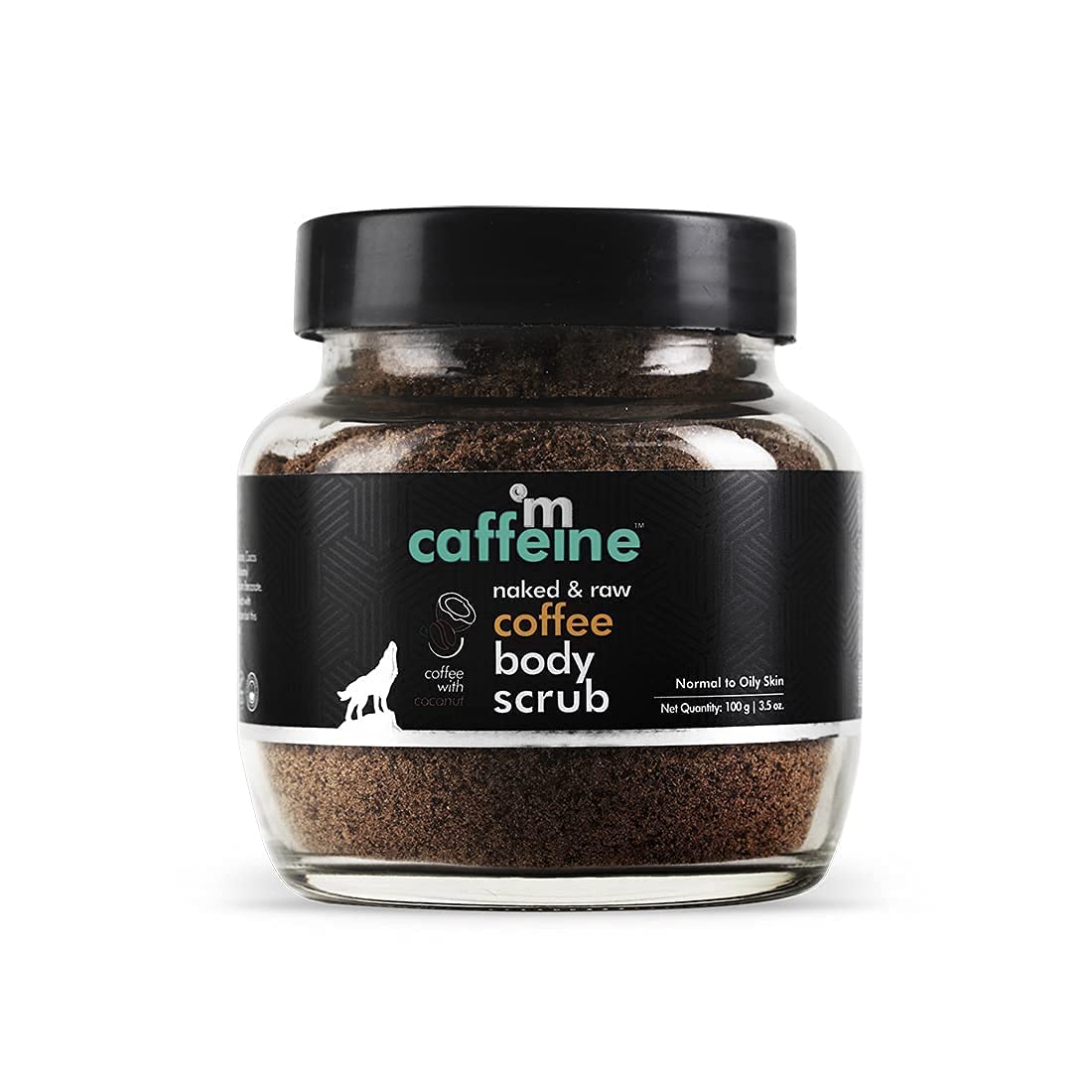 mCaffeine Naked & Raw Coffee Body Scrub, 100 g | Coconut | Tan Removal | Oily/Normal Skin | Paraben & SLS Free