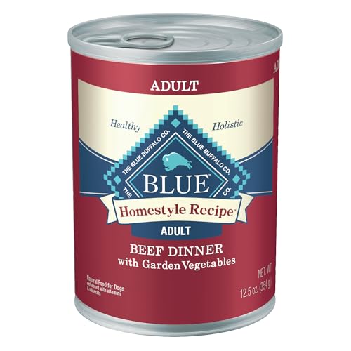 Blue Buffalo Homestyle Recipe Natural Adult Wet Dog Food, Beef 12.5-oz can (Pack of 12)