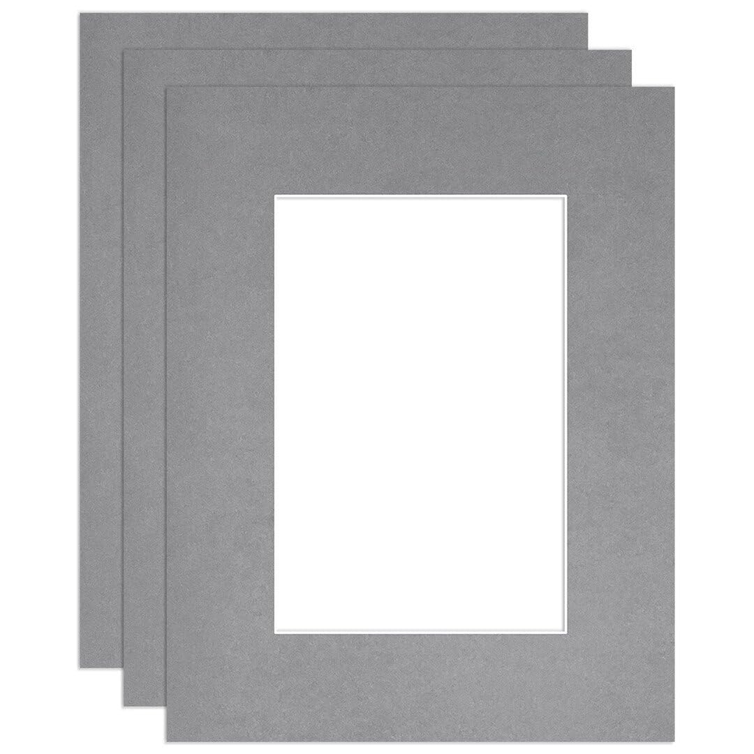 Procut Global 9x7" Mid Grey Picture Mounts to Fit 6x4" Aperture - Precision Cut Cardboard Photo Mount - Ideal for Frames, Prints, Artwork & Certificates - Sizes & Colours Available - 3 Pack