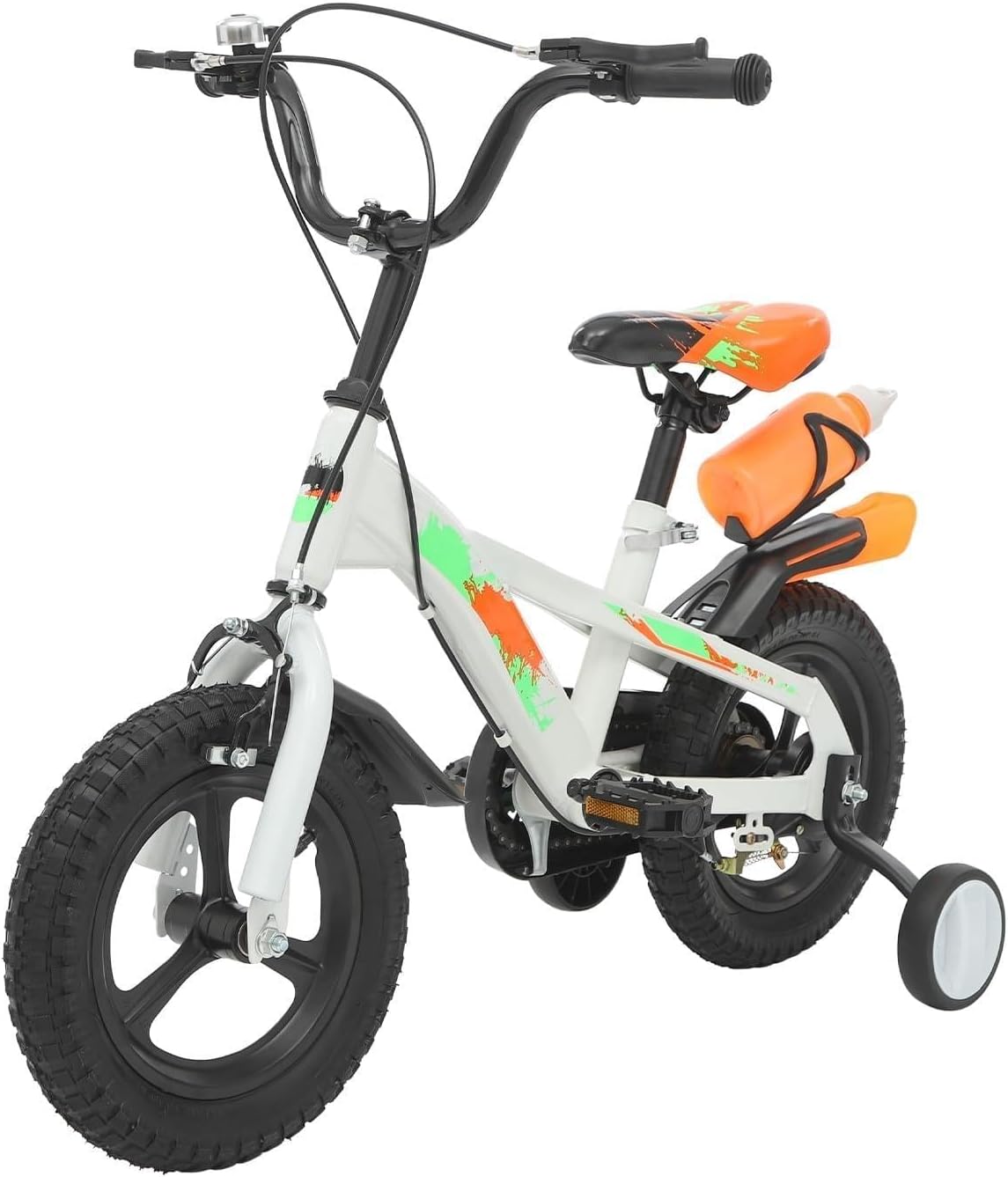 Children's Bicycle 12 Inch Upgraded Children's Bicycle with Stabilisers & Water Bottle Height Adjustable Youth Bicycle for 2-5 Years Children's Training Bike for Boys and Girls