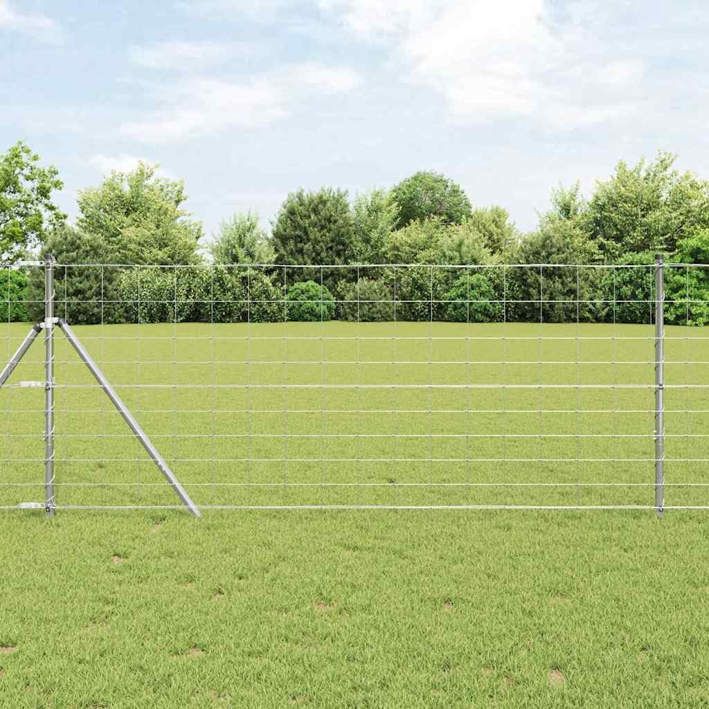 Geschweißter Drahtzaun Zaunfeld 50 x 1 m aus verzinktem Stahl mit 22 Pfosten, Winkelpfosten, Spanner, Kunststoffkappen für Garten, Terrasse, Grundstück und Sichtschutzbegrenzung