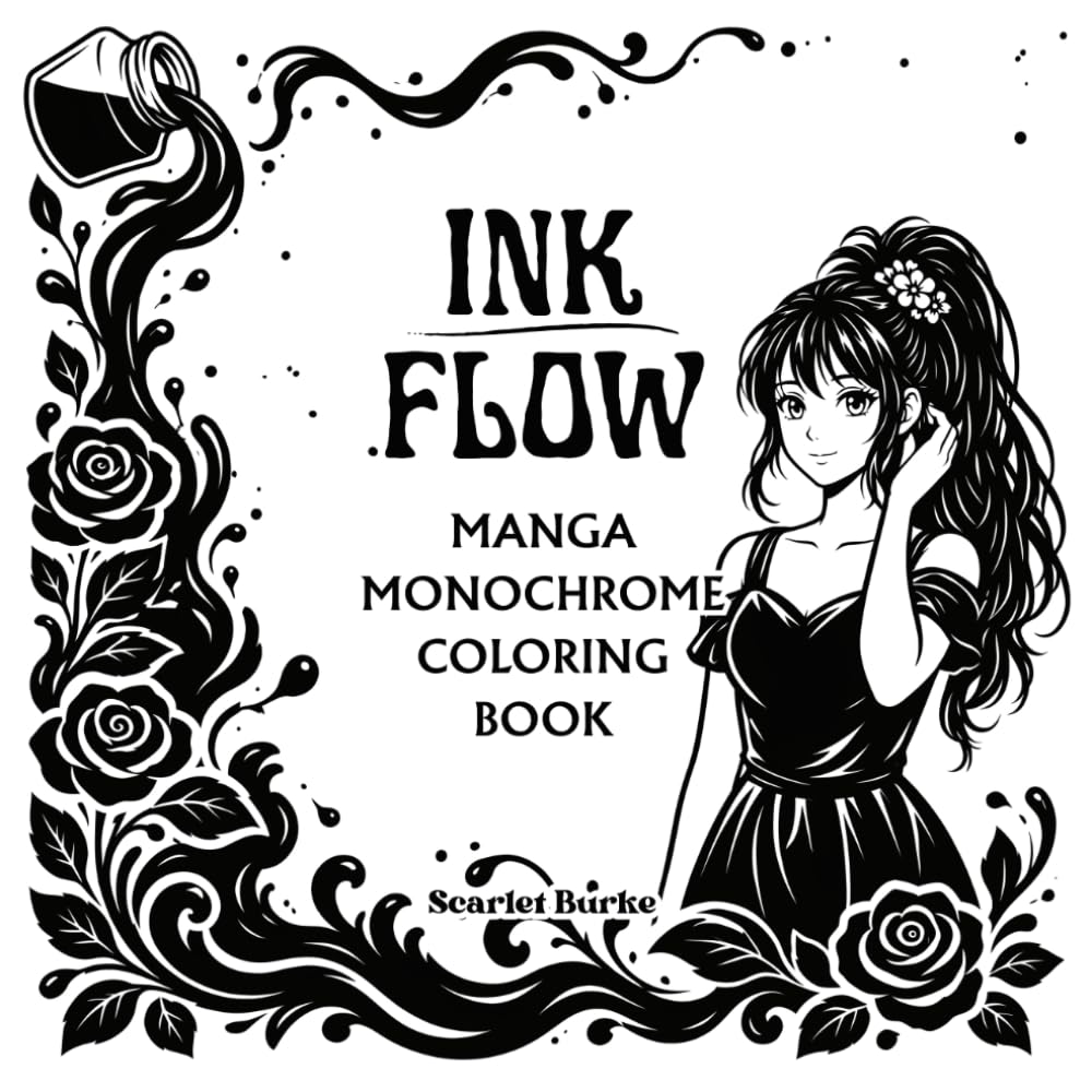 Ink Flow: Manga Monochrome Coloring Book