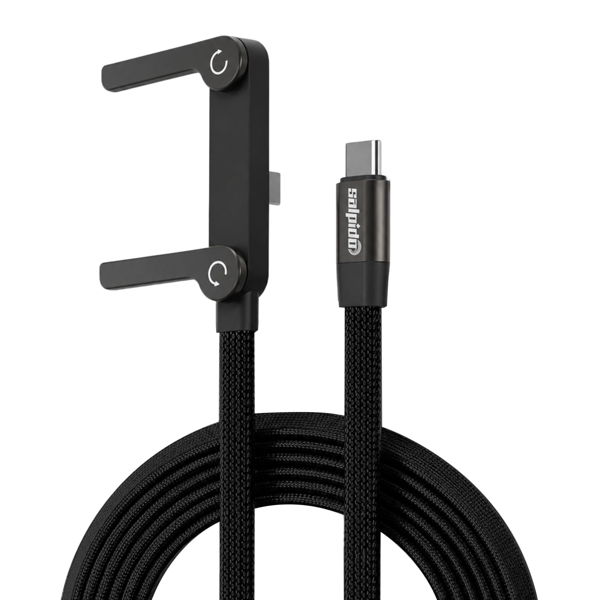 ChargeDock Cable SDC-11 USB Type-C to Type-C Fast Charging Cable with Built-In Phone Holder, 240W Super Fast Charging, High Speed Data Transfer, Anti-Bending Braided Design, 1.5 Meter, Black-picture-21