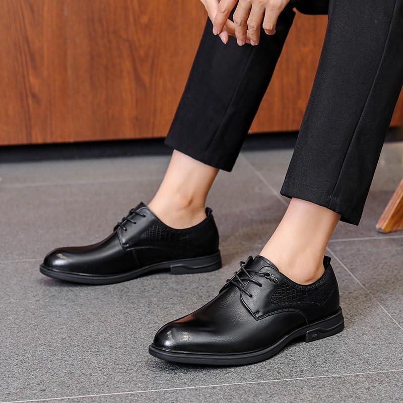 Men's Classic Business Derby Shoes Round Toe Lace Up Lug Sole Soft Bottom Comfortable Fashion Work Dating Dress Shoes for Men4