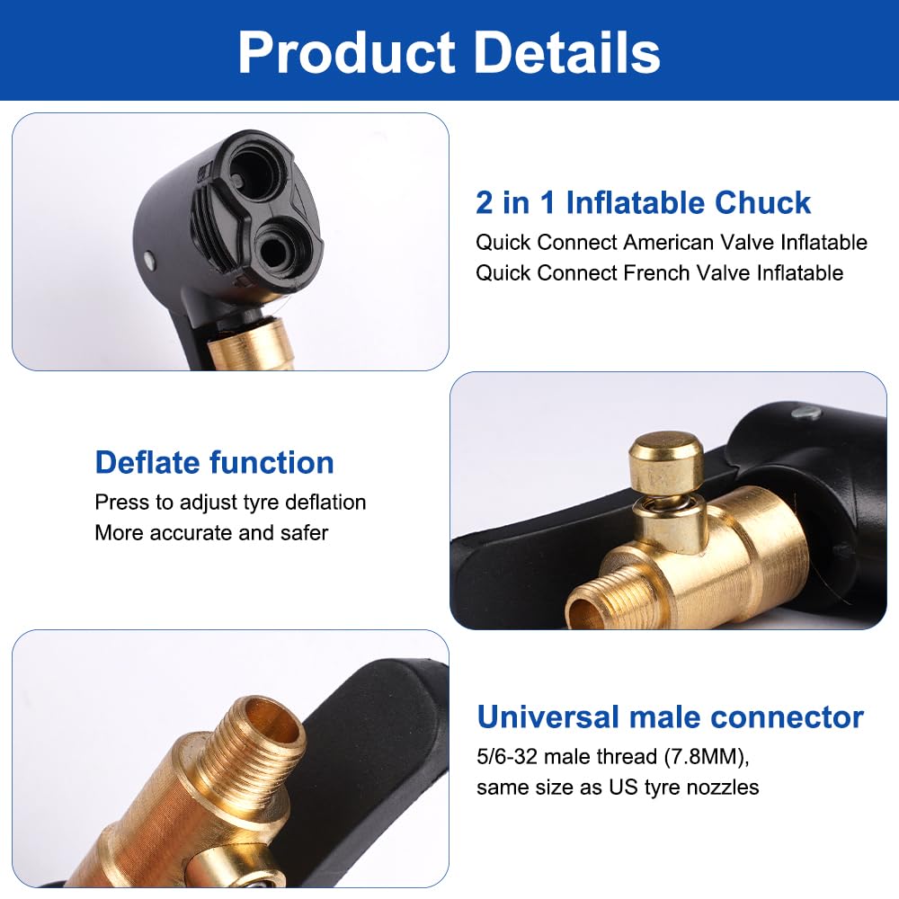 2-tlg Ventil Adapter Set - Messing Für Auto & Fahrrad Reifen