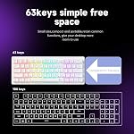 abucow 60% Mechanical Gaming Keyboard Brown Switch Wired Compact Keyboard with RGB Backlight Anti-Ghosting No-Conflict 63 Swappable keycaps Ergonomic Design for Windows/Mac (White)