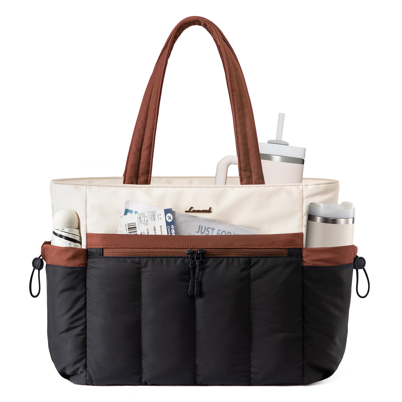LOVEVOOK Puffer Laptop Bag for Women Ultra-Lightweight Work Bag Tote w Organized Compartments 15 6 17 3 for