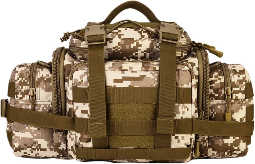 UNISTRENGH Tactical Assault Gear Sling Pack Hiking Duffle Fanny Packs MOLLE Compact Utility Military Waist Range Bag Heavy Duty EDC Camera Shoulder Backpack (Desert camouflage)