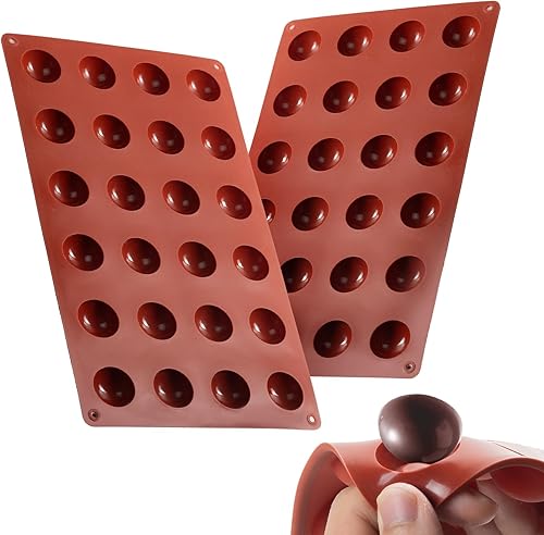 2 moldes de silicona para chocolate, moldes de silicona de 24 cavidades para hornear bombas de cacao, pudín, gelatina, bolas de mantequilla,