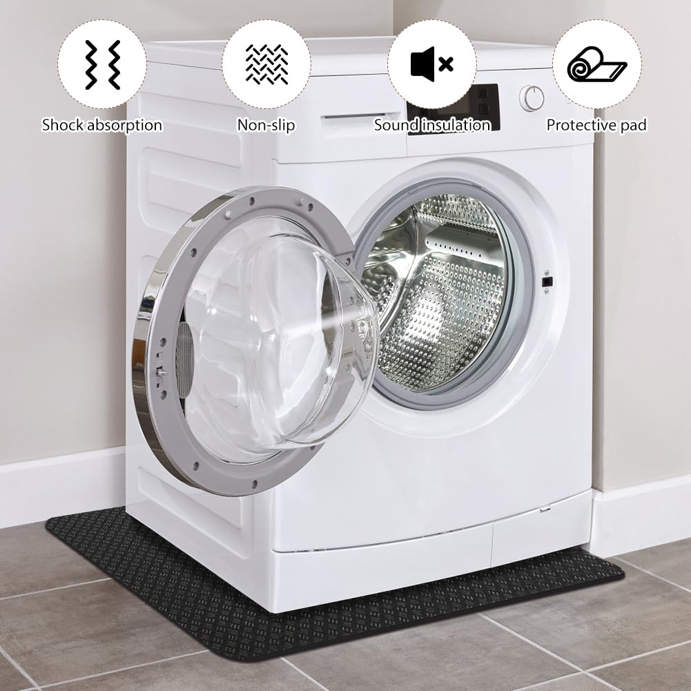 Tapis anti-vibration en silicone pour machine à laver, 60 x 60 cm, double face, antidérapant, étanche, pour machine à laver, réfrigérateur, sèche-linge, machine à laver et réfrigérateur