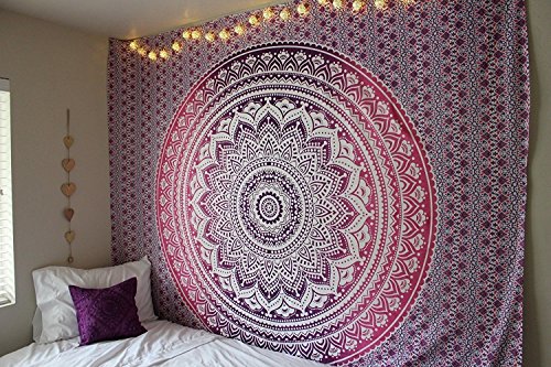 THE ART BOX Mandala Tapestry for Wall Hanging Pink and White, 220x230 cm - Decorative Fabric for Bedroom or Living Room - Image 3