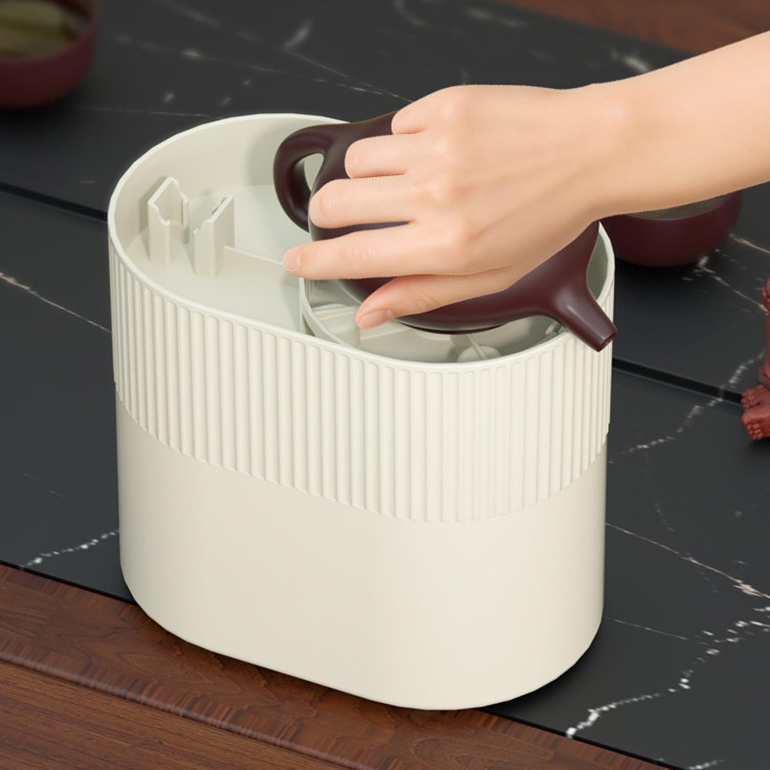 Lavacoppe Automatico, Risciacquatore per Tazze da tè in Vetro con Coperchio Antipolvere, Serbatoio dell'Acqua da 1,6 L, Riempimento Dall'alto, Getto d'Acqua per Bottiglie E Tazze da caffè