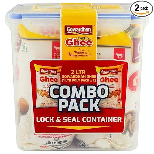 Gowardhan Ghee Festival Pack With Lock & Seal Container Jar 2 * 1 Litre Pouch