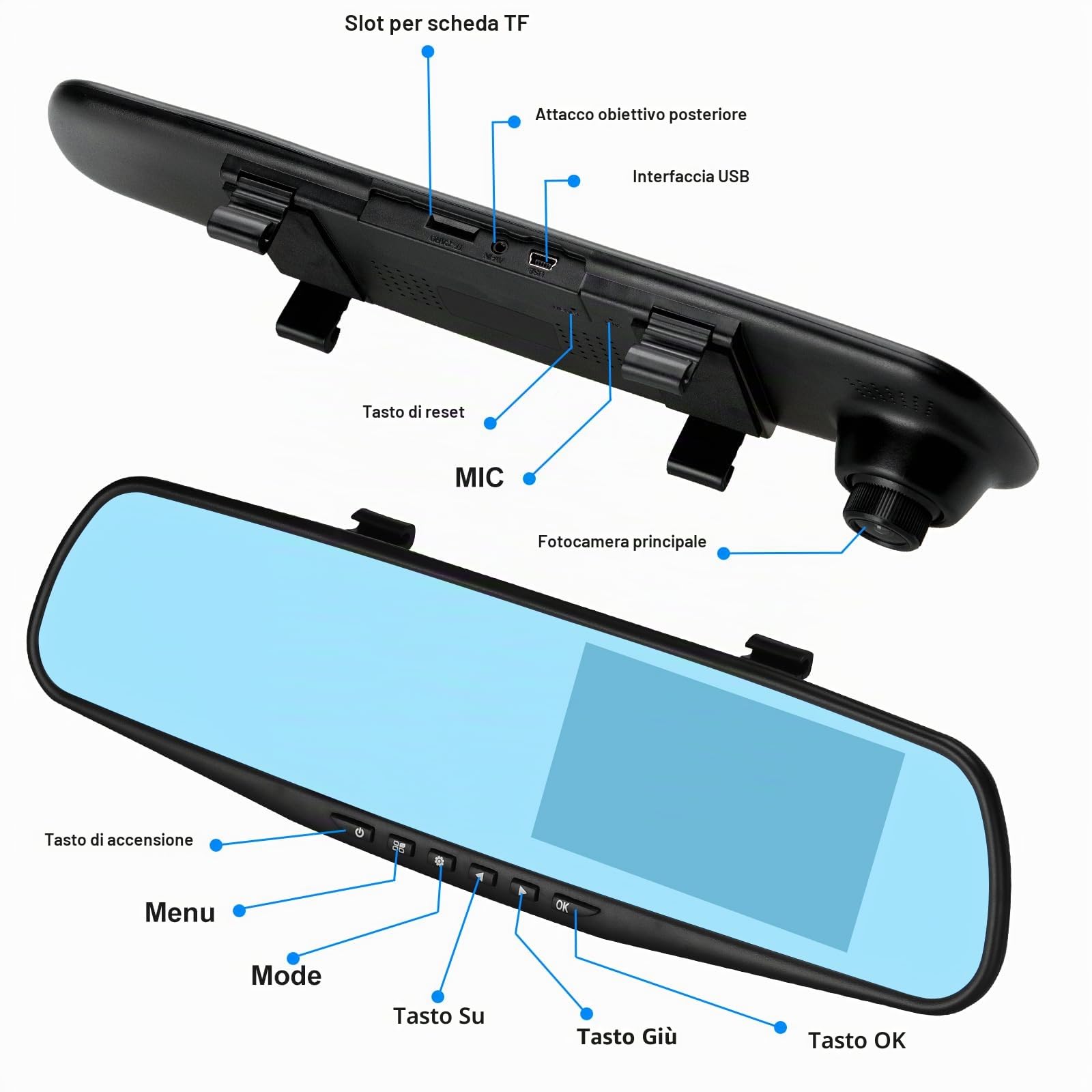 Podazz Telecamera per Auto da Full HD 1080P Grandangolare Posteriore impermeabile Telecamera con Sistema di Monitoraggio Inverso
