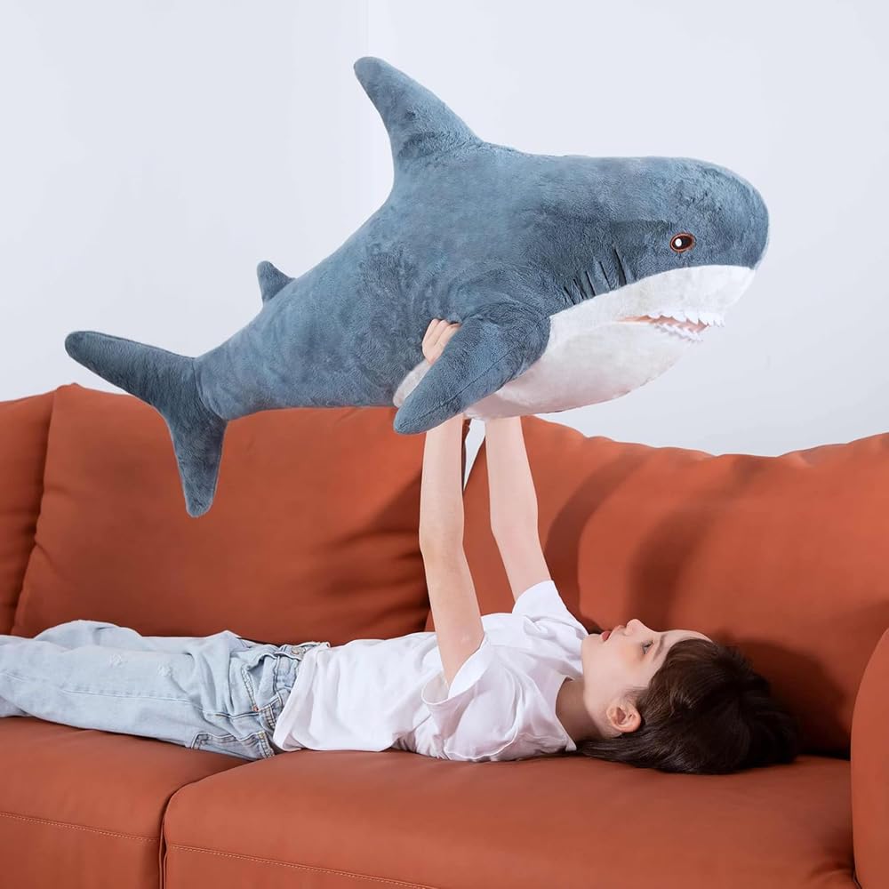 TONGMAN Giant SharkStuffed Animal,Soft SharkCushion Pillow SharkPlush Pillows,Chubby Stuffed SharkToy Kid's Room Décor Boys and Girls Room Decoration Bedtime Gift (60CM) - Image 4