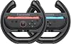 Steering Wheels Compatible with Nintendo Switch 2 Joy-Cons, TRANSNOVO Controller Racing Wheels for Mario Kart 8 Deluxe, Switch 2 Accessories,TWIN PACK [2X Black Wheels]