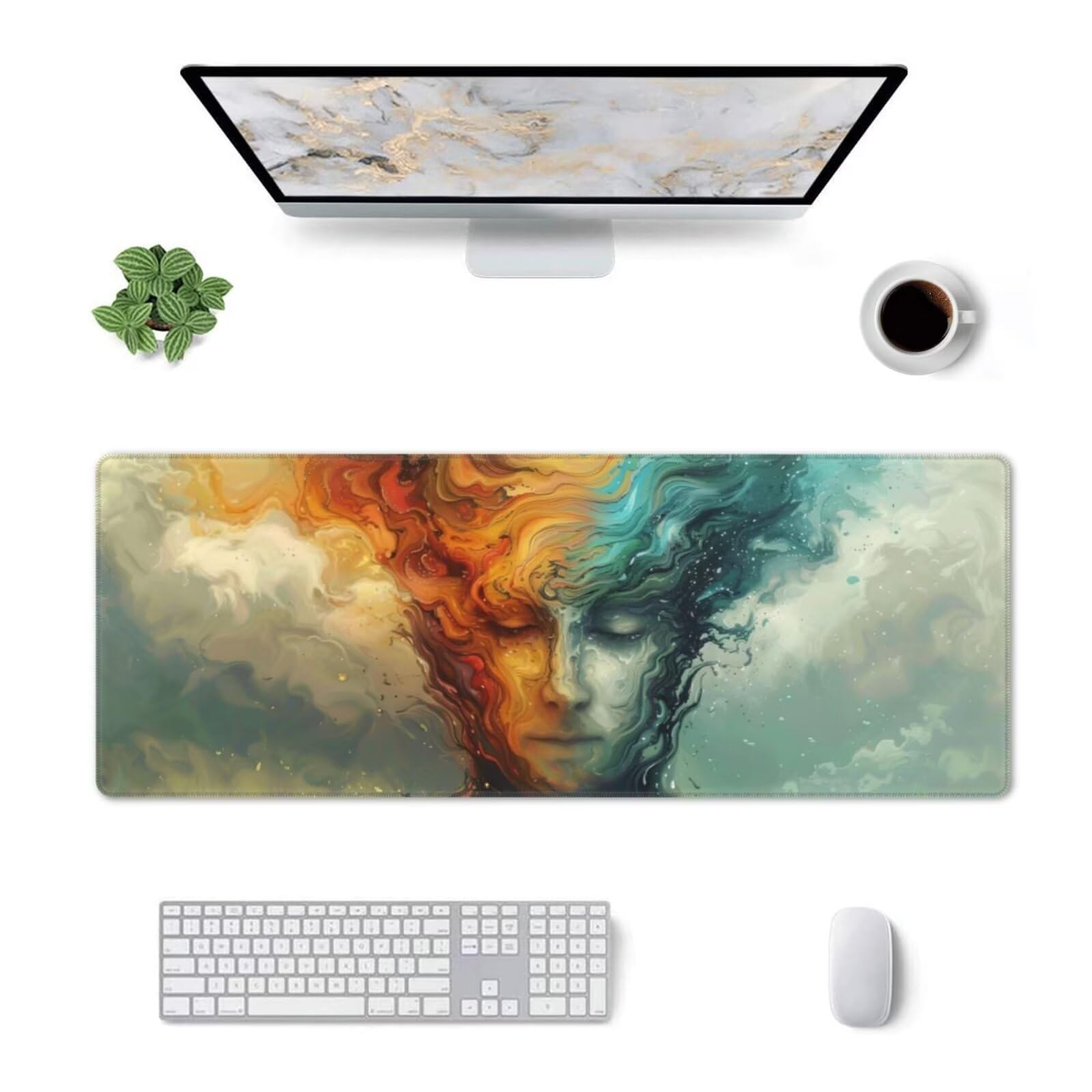 Tappetino Mouse, Tappetino Mouse Gaming Grande XXL 1500x800x3mm Tappetino Scrivania Mouse Pad, Base in Gomma Antiscivolo, Bordi Cuciti,Lavabile, Mousepad per Ufficio e Gaming (Carattere astratto) R113