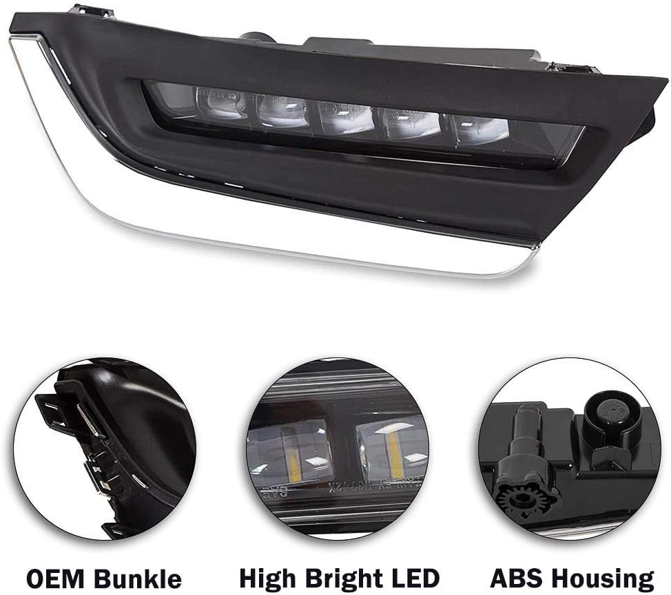For Honda CR V 2017 2018 Fog Light Replacement Daytime Running Lights Amber Turn Signal Lamps CRV LED Daylight with Bezel black standard CRV002 0