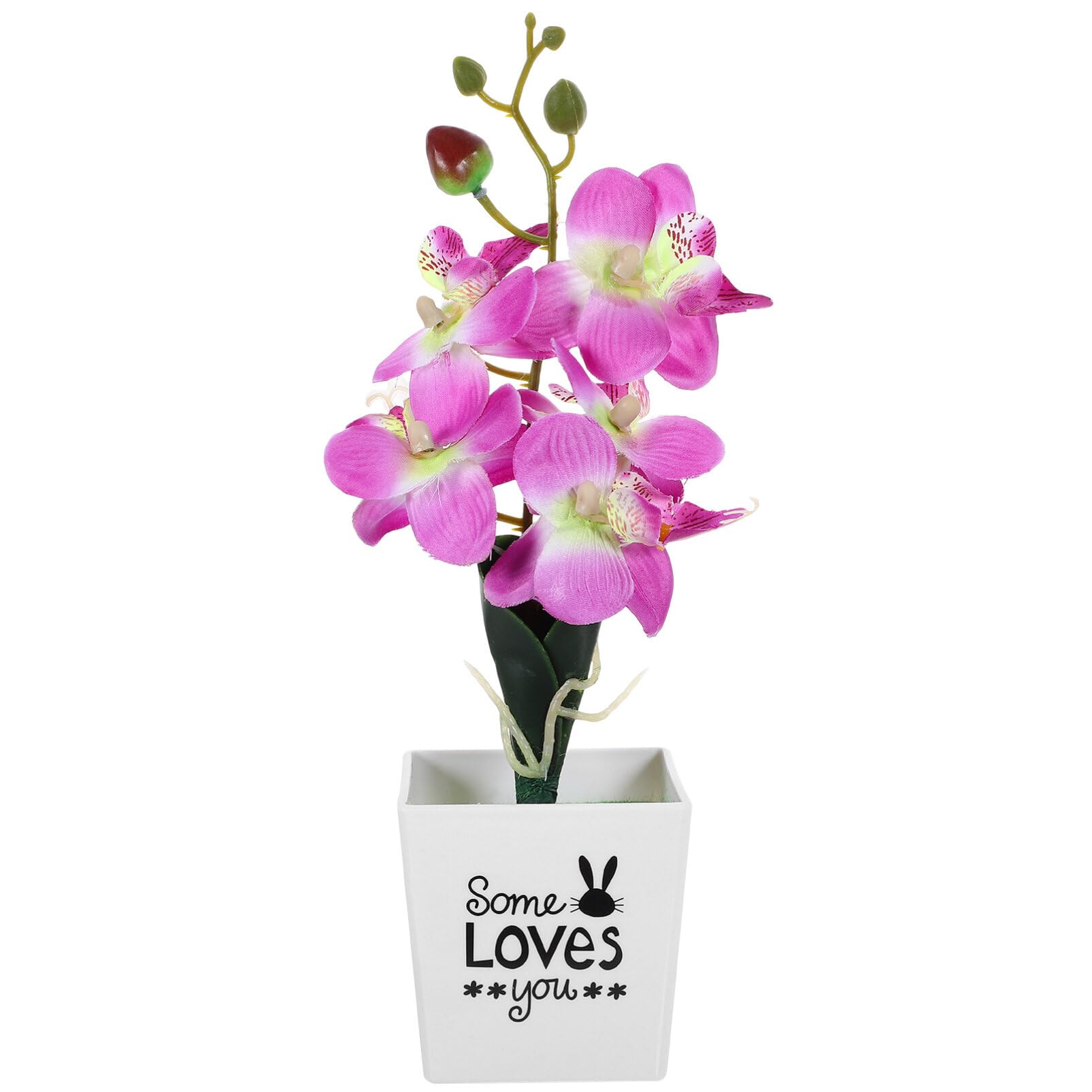 HOMSFOU Artificial Moth Orchid Bonsai Decoration Tabletop Faux Potted Flower for Home Office Garden Realistic Simulation Plant for Bedroom Decor - Image 4