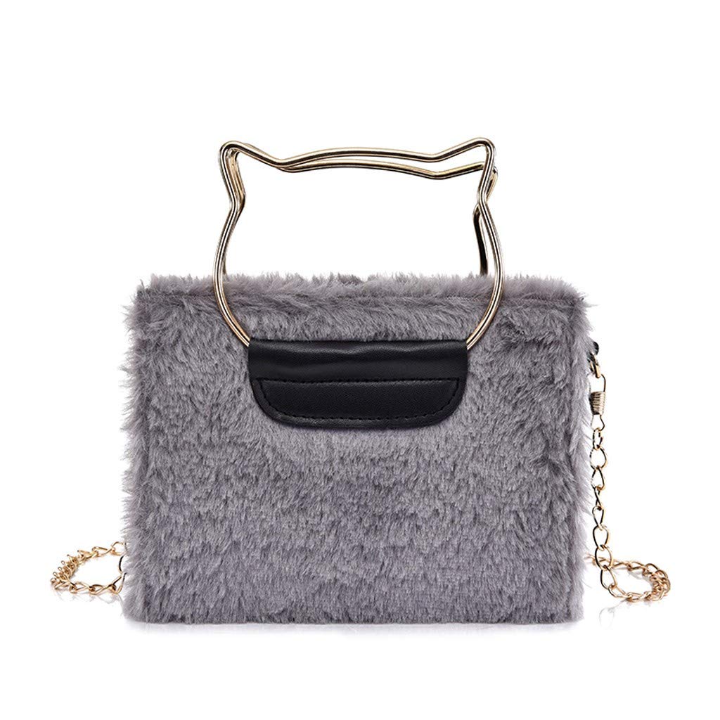 TAMALLU Women Handbag Crossbody Bag Solid Color Velour Chain Shoulder Bag