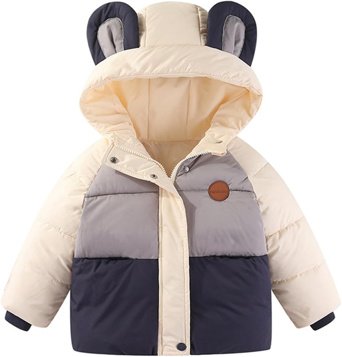 Little Girls Boys Winter Warm Cartoon Zipper Cute Bear Ears Hoodie Jacket Down Puffer Coat Outwear